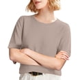 thumbnail image 7 of Women's Knit Sweaters Fashion Lightweight Crew Neck Short Sleeve Sweater Tops Casual Loose Shirts Pullover Tops Khaki XL, 7 of 7