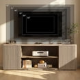 thumbnail image 4 of Hvoonc 70" Fluted Wood TV Stands with Storage, Faux Marble Top,  Modern Oak Television Console for 65-80" TVs, Large Entertainment Center Living Room, 4 of 9