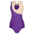 thumbnail image 5 of SiiRoh Women's Gymnastics Leotard One Piece Sleeveless Rhinestones Bodysuit for Ballet Dance Skating Purple S, 5 of 6