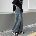 thumbnail image 3 of Spring Autumn Trousers y2k baggy jeans for men Wide leg Pants Pockets Elastic Waist Streetwear Loose comfortable Pants, 3 of 4