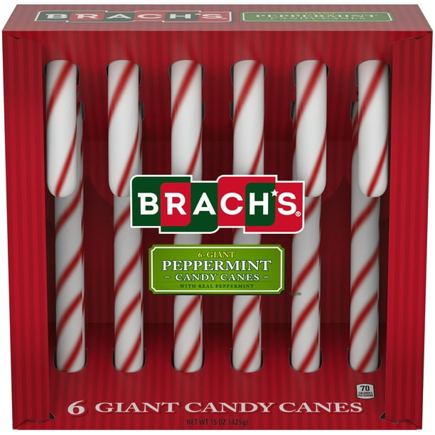 Brachs Giant Peppermint Holiday Candy Canes 15 Oz 6 Count Walmart