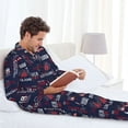 thumbnail image 2 of Mens Pajamas Set - Nautical Style Sailboat Comfy Long Sleeve Button Up Pajama Sets for Men 2 Piece, Soft Sleepwear Nightwear Pjs Lounge Sets for Men with Pockets, 2 of 5