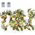 thumbnail image 4 of Fohil Christmas Garland with 40 LED Lights, 2 Pack 6.6 FT Christmas Garland Decoration with Pine Cones, Red Berries, Bells Battery Operated Fairy Light for Door Mantel Stairs Fireplace Indoor Outdoor, 4 of 6