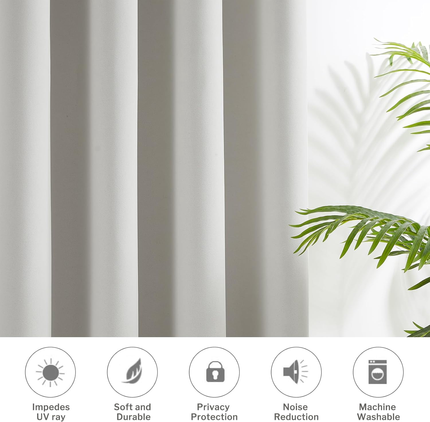80% Blackout Curtains 63 Inch Length for Bedroom 2 Panels Set Cotton Bedroom Curtains Grommet Room Darkening Curtains for Living Room Thermal Insulated Window Drapes (Off White, 52 x 63 in)