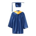 thumbnail image 2 of YONGHS Girls Graduation Gown Cap Set Kindergarten Preschool Church Robe Kids Children Uniform Outfit Navy Blue 30, 2 of 5