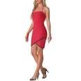 thumbnail image 4 of INSPIRE CHIC Halter Party Dress for Women's Fringe Trim Spaghetti Strap Bodycon Mini Dresses Red M, 4 of 6