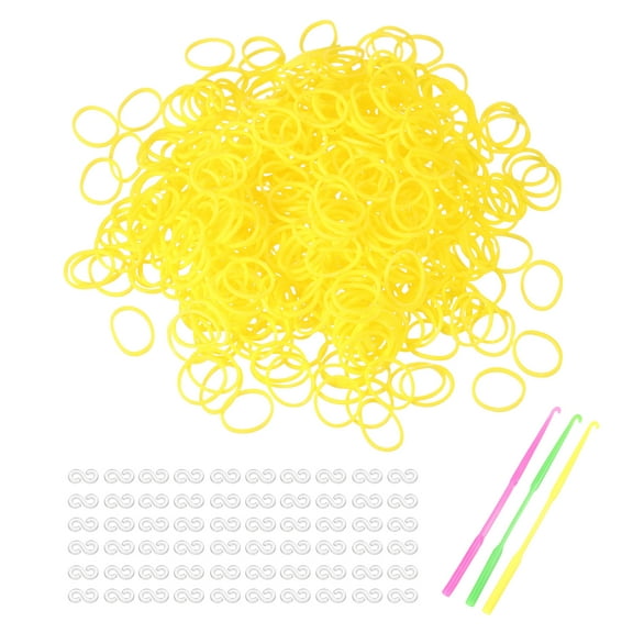Uxcell 1800 Pcs Loom Rubber Bands Kit with 75 Pcs S-Clips 3-Hooks Yellow