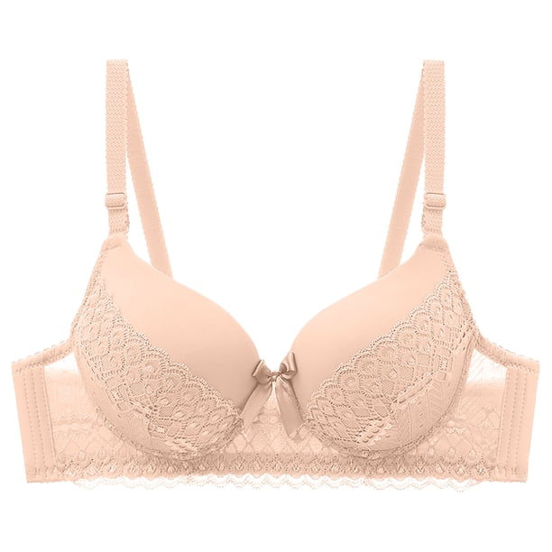 Karight Womens Wireless Push up Bras Full Coverage Plunge Lace Bralettes Adjustable Strap Breathable Comfortable Everyday Bra