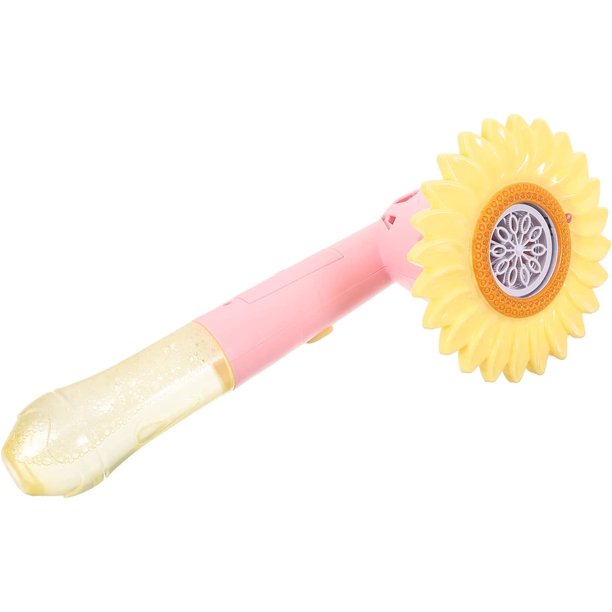 Máquina de burbujas de girasol Máquina de burbujas de batería Varita de burbujas gigante Máquina automática de burbujas Burbujas para 1-3 juguetes de plástico Varita de burbujas de regalo rosa