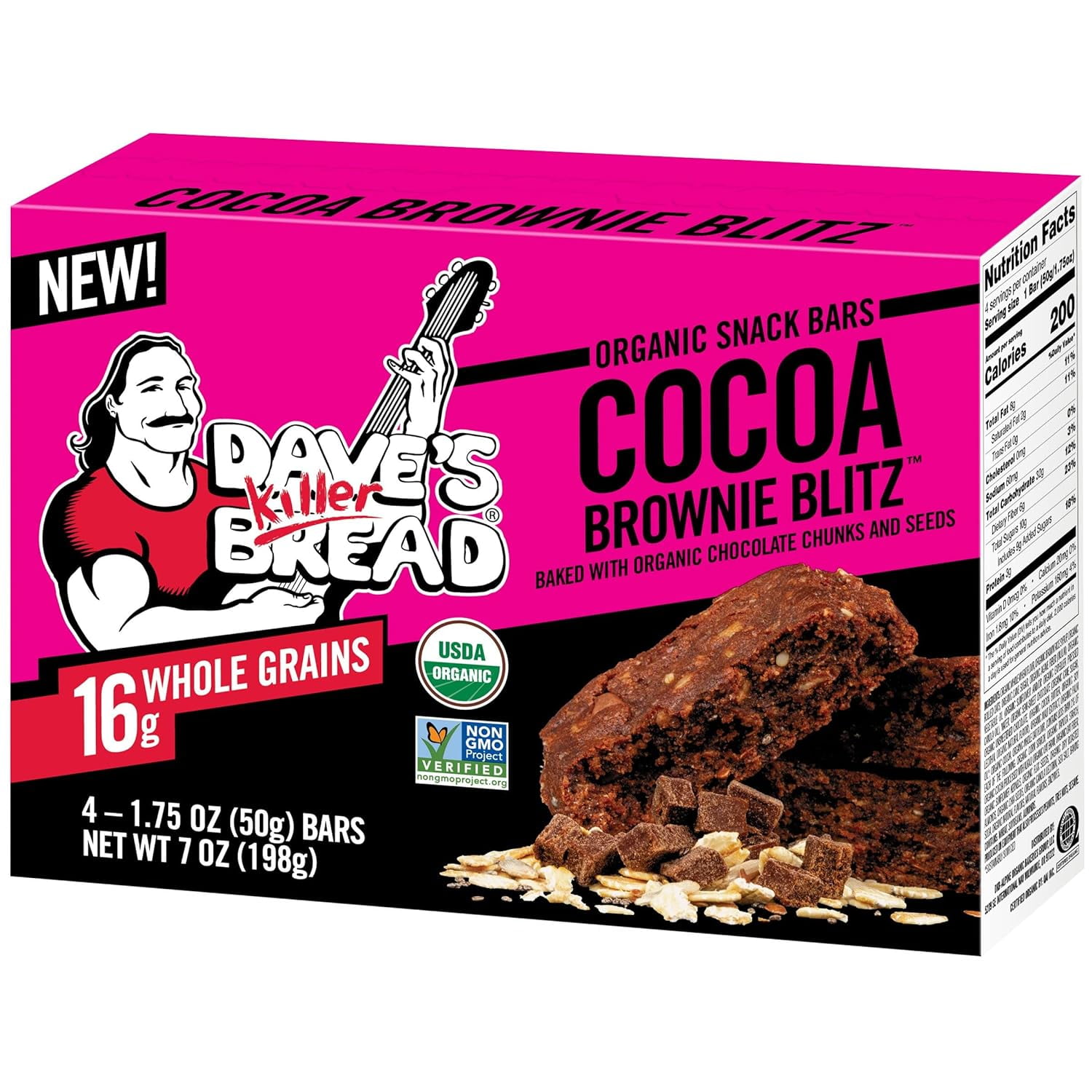 Dave's Killer Bread Cocoa Brownie Blitz Organic Snack Bars, 4CT (6-Pack)