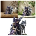 thumbnail image 2 of Indoor Acrylic Girl & Wolf Statue, 5 inch Unique Fairy Statue, Purple Winged Girl with Lone Wolf Desk Decor, Inspirational Small Fairy Figurines for Table Home Holiday Party Decoration (Purple), 2 of 4