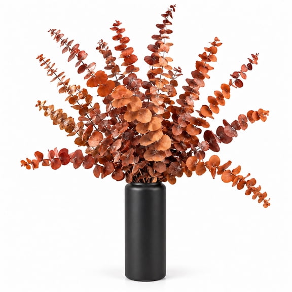 Artrylin 12 Pcs Dried Eucalyptus Stems 17'', Real Preserved Branches Fresh Eucalyptus Plant, Fall Floral Stems for Vases, Wedding, Home Decor, Table Centerpiece Arrangement,Orange