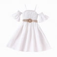 thumbnail image 1 of NIEWTR Robe Trapèze de Fête Mignonne pour Fillette Tout-Petit à Manches Courtes avec Jupe à Volants Contrastée (Blanc, 5-6 Ans), 1 of 4