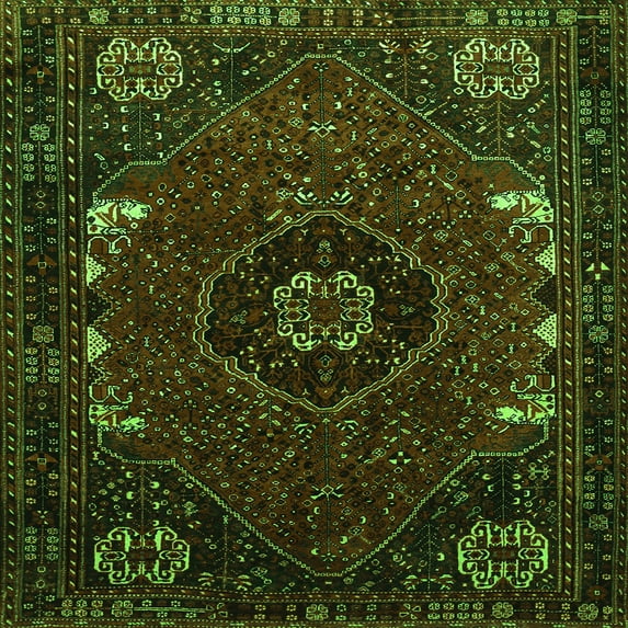 Ahgly Company Indoor Square Persian Green Traditional Area Rugs, 3' Square