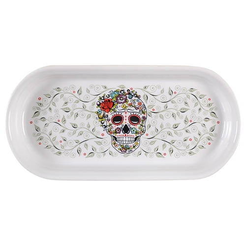 Open Box Fiesta Dinnerware Bread Tray Plates | Fiestaware Dinnerware Set of Platters | Food Serving Dishes for Dinner Luncheon Meals for Home Kitchen Bistro Restaurant | 12x5.75 | Skull and Vine White | 6 Pcs