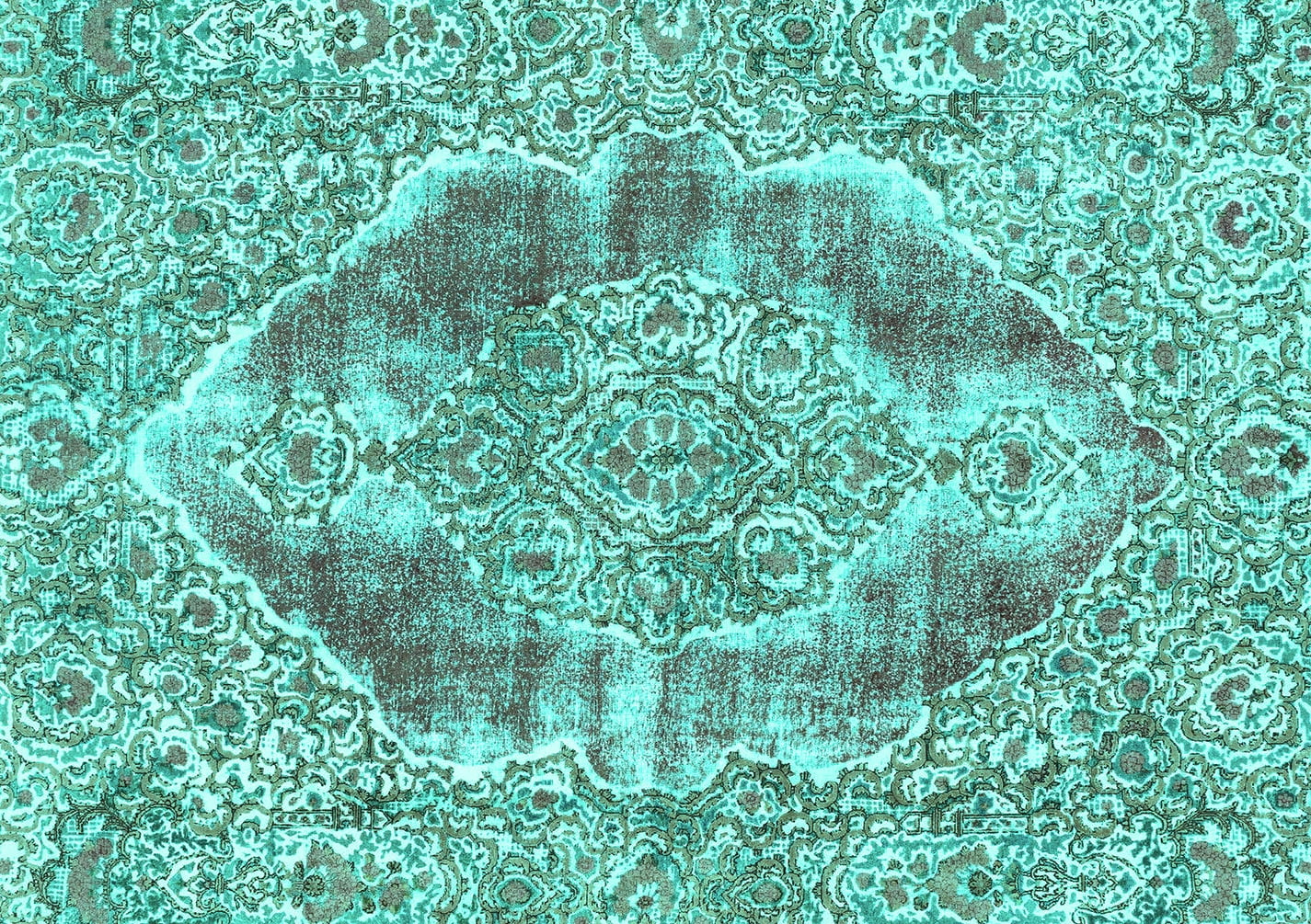 Ahgly Company Machine Washable Indoor Rectangle Abstract Turquoise Blue ...