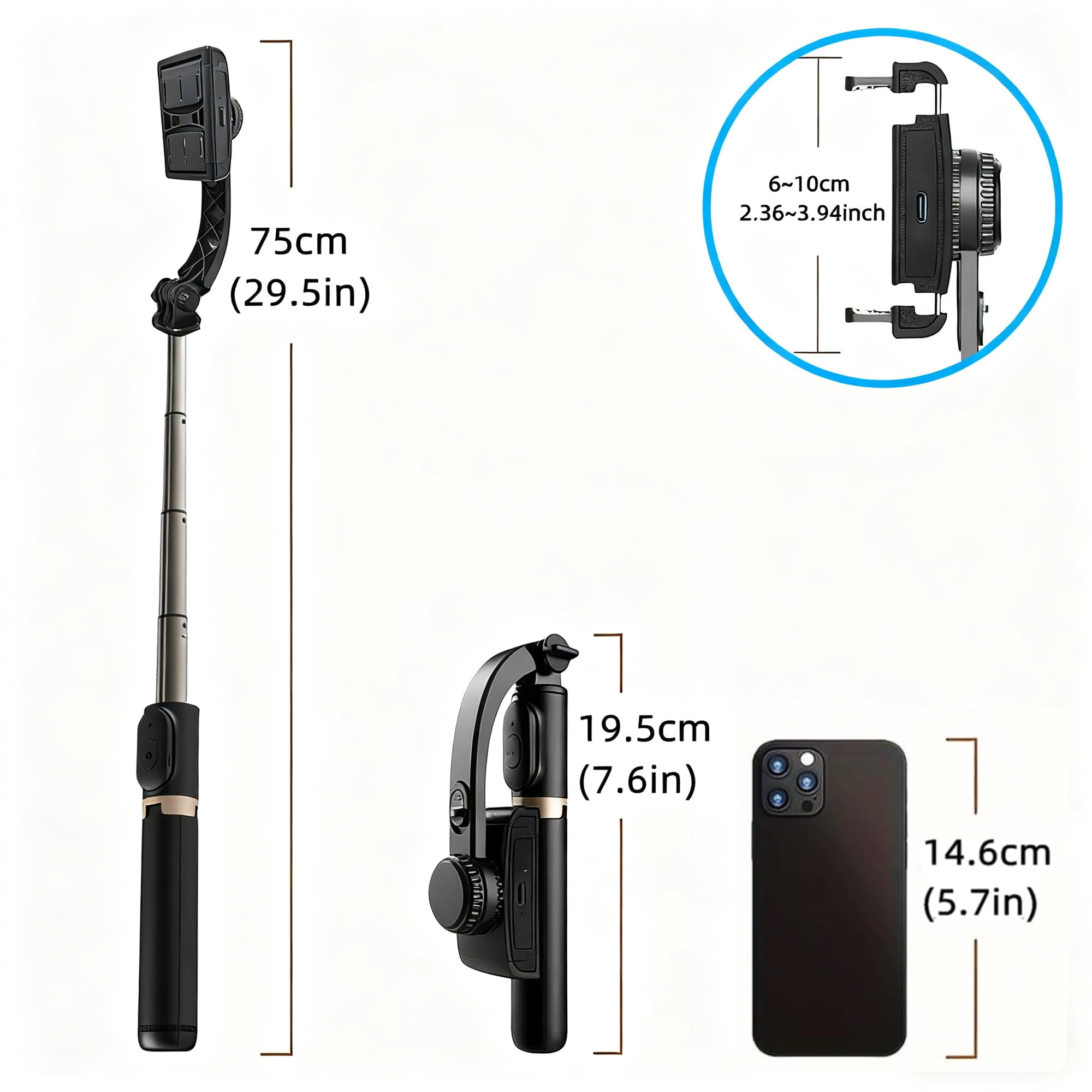 ME 4 in 1 Selfie Stick Gimbal Stabilizer, 360°Automatic Rotation, Auto Balance, Gimbal Stabilizer for Smartphone with Wireless Remote, 1-Axis Phone Gimbal for Vlog, Live Broadcast (Black)