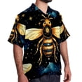 thumbnail image 2 of Starry Bees in the Sky Men's Short Sleeve Hawaiian Print Button Down Beach Shirt, 2 of 6