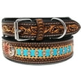 thumbnail image 2 of Medium 17''- 21''  Padded Leather Hand Crafted Tooled Dog Collar 60FK51, 2 of 4