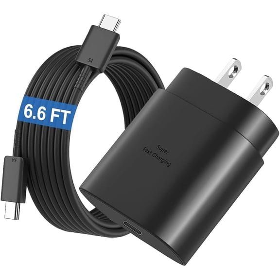 Galaxy S26/S26 Plus/S26 Ultra/S25 FE/S25/S25 Plus/S25 Ultra/S24/S24 FE/S24 /S24 Ultra/S23/S23  Charger Block, [25W] Super Fast Charger Block USB Type C Fast Charging Cord [6FT] High Speed Adapter