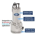thumbnail image 3 of Superior Pump 91197 1 HP 1.5 Inch Side Discharge Stainless Steel Utility Pump, 3 of 8