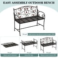 thumbnail image 4 of CBJCBJ 42" Waterproof Outdoor Bench ,Indoor Entryway Stools with Metal Rose Design, for Gardens/ Lawns,Black, 4 of 8
