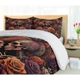 thumbnail image 3 of Ambesonne Hippie Duvet Cover Set, Mystic Rose Flowers Print, King, Vermilion Dark Magenta, 3 of 5