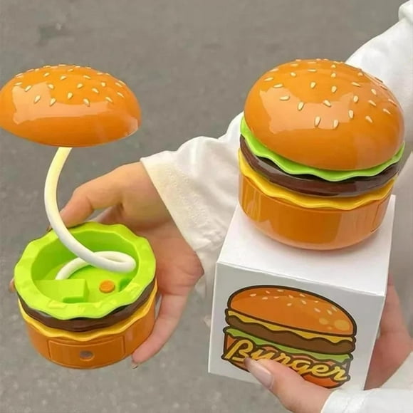 Bright Burger Lamp, Cute Hamburger Table Lamp, Desk Lamp With Adjustable Neck, Dimmable Led Night Light, Bedside Lamp, Hamburger Light, Bedroom Decor