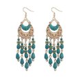 thumbnail image 1 of VONKY Bohemian Style Crescent Moon Shape Water Drop Long Dangle Tassel Pendant Earring Ear Stud, 1 of 8
