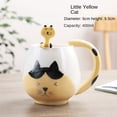 thumbnail image 3 of Taza de café de dibujos animados pintada a mano, adorable Panda, Rana, gato, zorro, cerdo, Taza de cerámica para parejas, taza de té para beber para niños, incluye cucharadita, 3 of 5