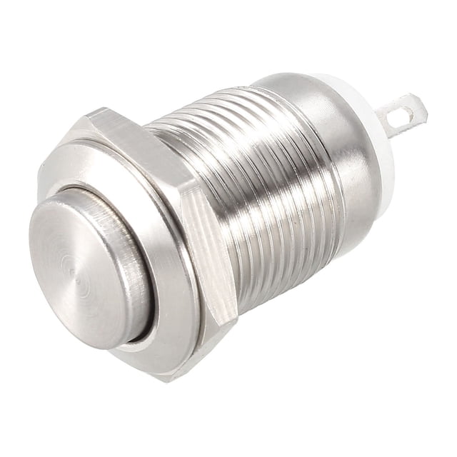 Interruptor de botón pulsador metálico momentáneo Uxcell cabeza alta diámetro de montaje de 12mm 1NO AC250V 2A
