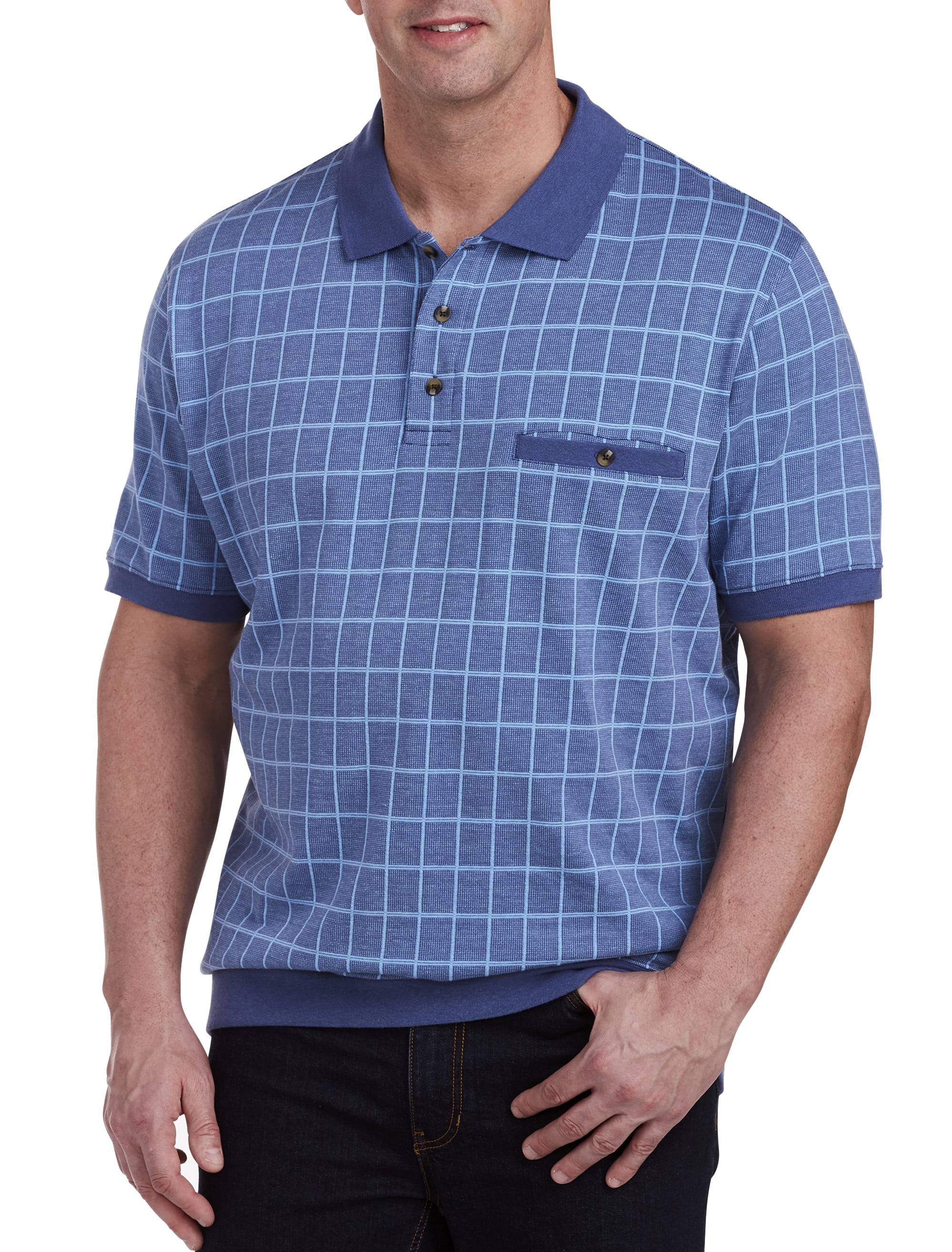 Harbor Bay Men's Big & Tall Harbor Bay Checkered Banded Bottom Polo