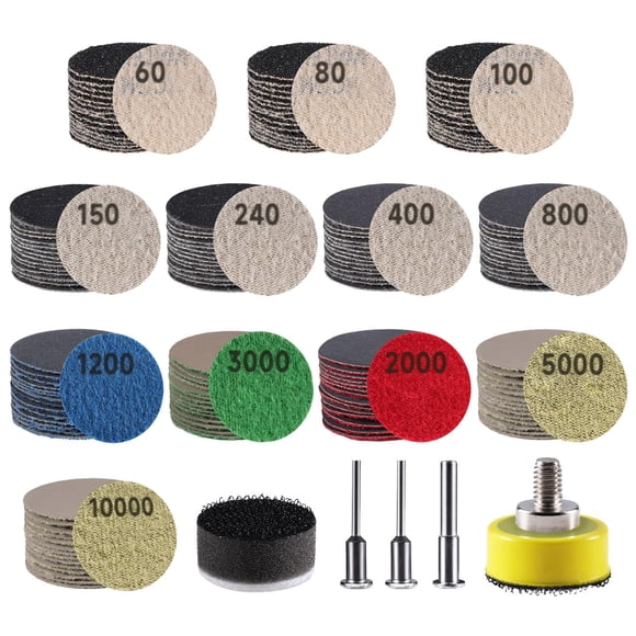 Juego de discos de lijado GOH DODD, 185 piezas, 60 a 10000 granos, mojados y secos con Acc