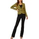 thumbnail image 2 of BLAZER A RAYAS CON SOLAPA NOTCHED DE MANGAS LARGAS Y BOTONES PARA MUJERES CHIC EN COLOR AMARILLO Y NEGRO, 2 of 6