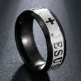 thumbnail image 3 of K-KED Mens Stainless Steel Christian Jesus Cross Ring Band Men Size 6-12-12-Black, 3 of 6
