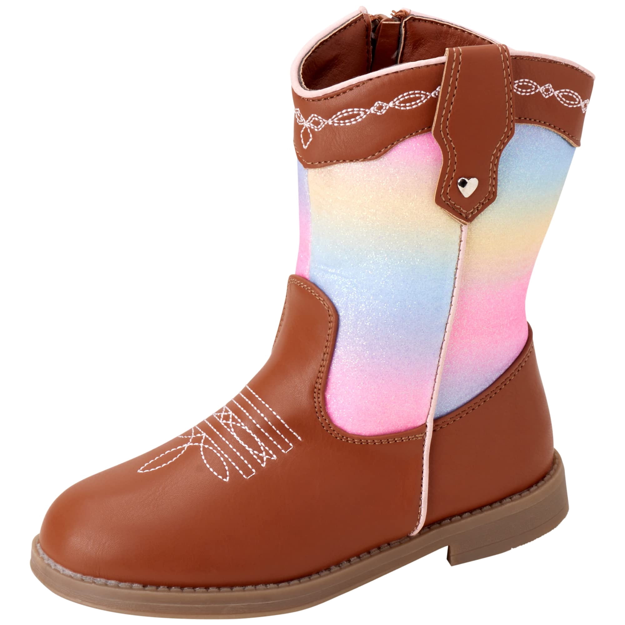 Laura Ashley Girls Boots Western Cowboy Boots Tiddler Little Girl Size 5 Toddler Brown Multi Glitter Other