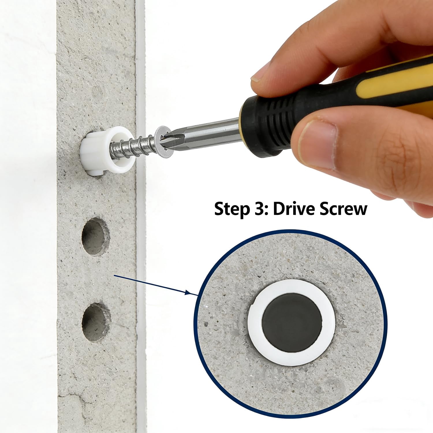 200Pcs Drywall Anchors and Screws Kit, 100Pcs Ribbed Plastic Wall Anchors with 100Pcs 1-1/5" Screws & Drill Bit, Heavy Duty Anchors for Hanging Pictures, Shelves, Home Mounting
