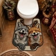 thumbnail image 6 of Sruoe U-Shaped Contoured Toilet Rugs for Bathroom, Wolf & Fox Print U‑Cut Microfiber Floor Mat 16x20 Inch, Soft Absorbent Non‑Slip Bathroom Decor Rug for Toilet Base Home Decor, 6 of 8