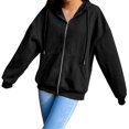 thumbnail image 4 of Veste à Capuche pour Femmes, Couleur Unie, Polyester Respirant, Fermeture Éclair, Manches Longues, Sweat à Capuche pour la Maison, 4 of 6