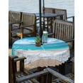 thumbnail image 2 of nqOlkjepod Summer Beach Coastal Outdoor Tablecloth with Umbrella Hole & Zipper, Vacation Seaside Ocean Round Table Cover 54 Inch, Dining Waterproof Table Cloth Protector for Patio/Party/Picnic, 2 of 7