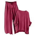 thumbnail image 5 of Ihph7 Cotton Pajamas for Women Set Long Pajamas for Women Set Matching Sets Women Clothing Matching Lounge Sets for Women Fall Pajamas Women Long Sleeve Pajama Set for Women Wine 3XL, 5 of 6