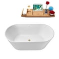 thumbnail image 3 of 63" Streamline G-19-130-BBR Soaking Glossy White Freestanding Tub and Tray With Internal Drain in Brushed Brass, 3 of 8