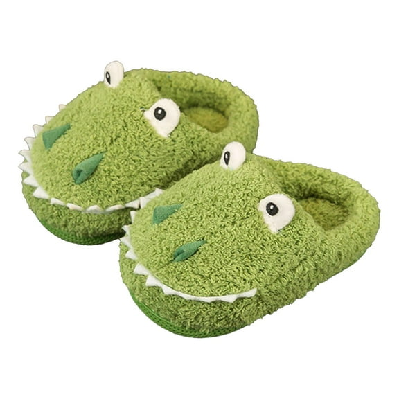 yocbz Big Kids Slippers Boys Girls Slippers for Toddler Kids Cute Warm Non-Slip Indoor Winter Shoes Green,Size for US 13