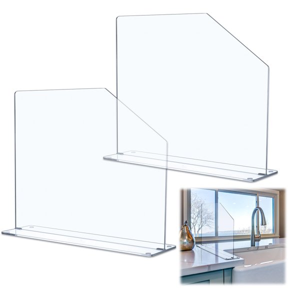 Vesici 2 Pcs Pare-Éclaboussures en Acrylique Transparent pour Évier Panneau de Protection Autoportant avec Accès Facile Pare-Éclaboussures de Cuisine pour Maison