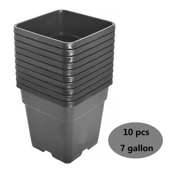 10Pcs Black 7 Gallon Square Seedling Pots Plastic Plant Pots Seedling Cups Nursery Pots Plant Containers