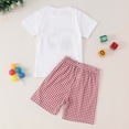 thumbnail image 4 of Toddler Baby Boys Outfits Short Sleeve Tractor Applique Shirt Tops + Gingham Shorts 2Pcs Set, 4 of 6
