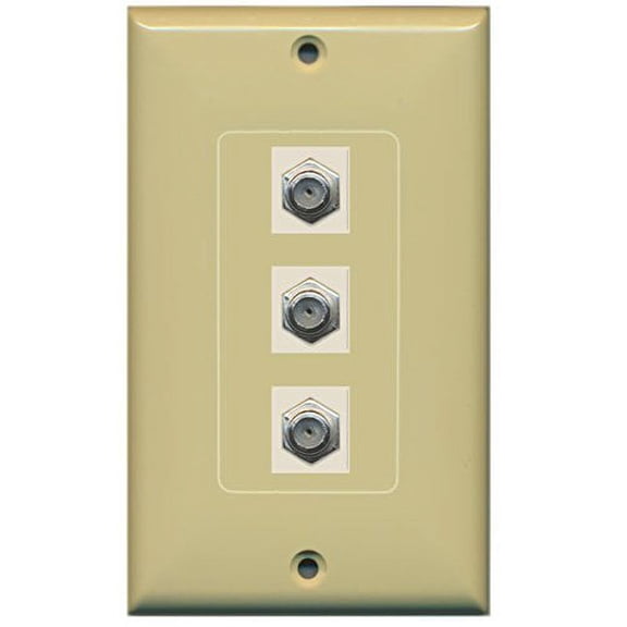 RiteAV - 3 Port Coax Cable TV- F-Type Decorative Wall Plate - Ivory