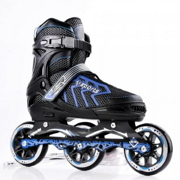 Perfy 3 Wheel Inline Skates Skating Shoes For Boys And Girls Age 6 To 15 Years Liner Roller Blades Pu Strong Wheels Aluminium Skates For Kids Shoes Roller (Blue)