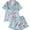 Green Flamingo, variant on WIBACKER S-2XL Womens Pajamas Set Short Sleeve Button Down 2 Piece Plants Flowers Loungewear Sets Tops and Shorts Sleepwear