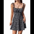 thumbnail image 3 of Vestido Bohemio Floral para Mujer, Mono con Tirantes Finos y Fruncido, Negro, Talla XL, 3 of 9